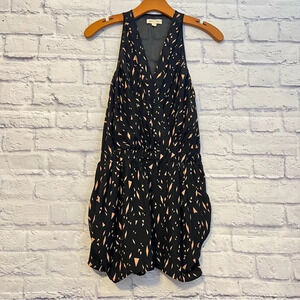 SILENCE + NOISE Black and‎ Gold Sleeveless Geometric Pattern Romper Size 2